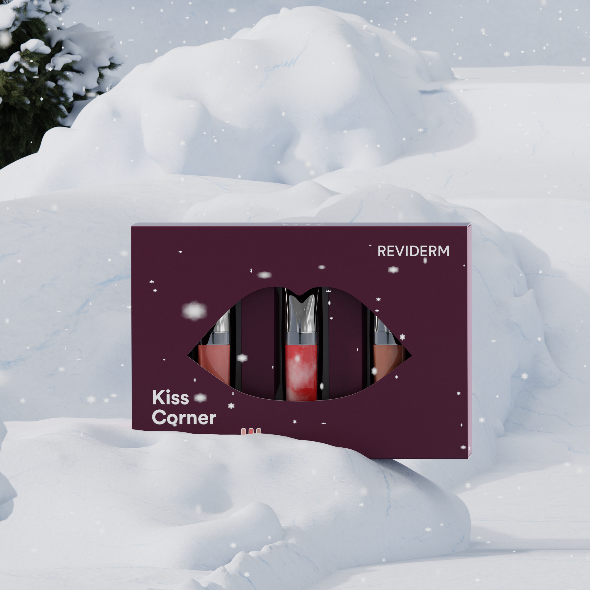 Lippenset mit drei Mineral Lacquer Gloss Nuancen in warmen Nude-Tönen.