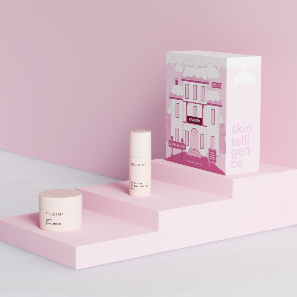OPC Glow Mask und Hyaluron Hydro Balance HD Serum im REVIDERM Set