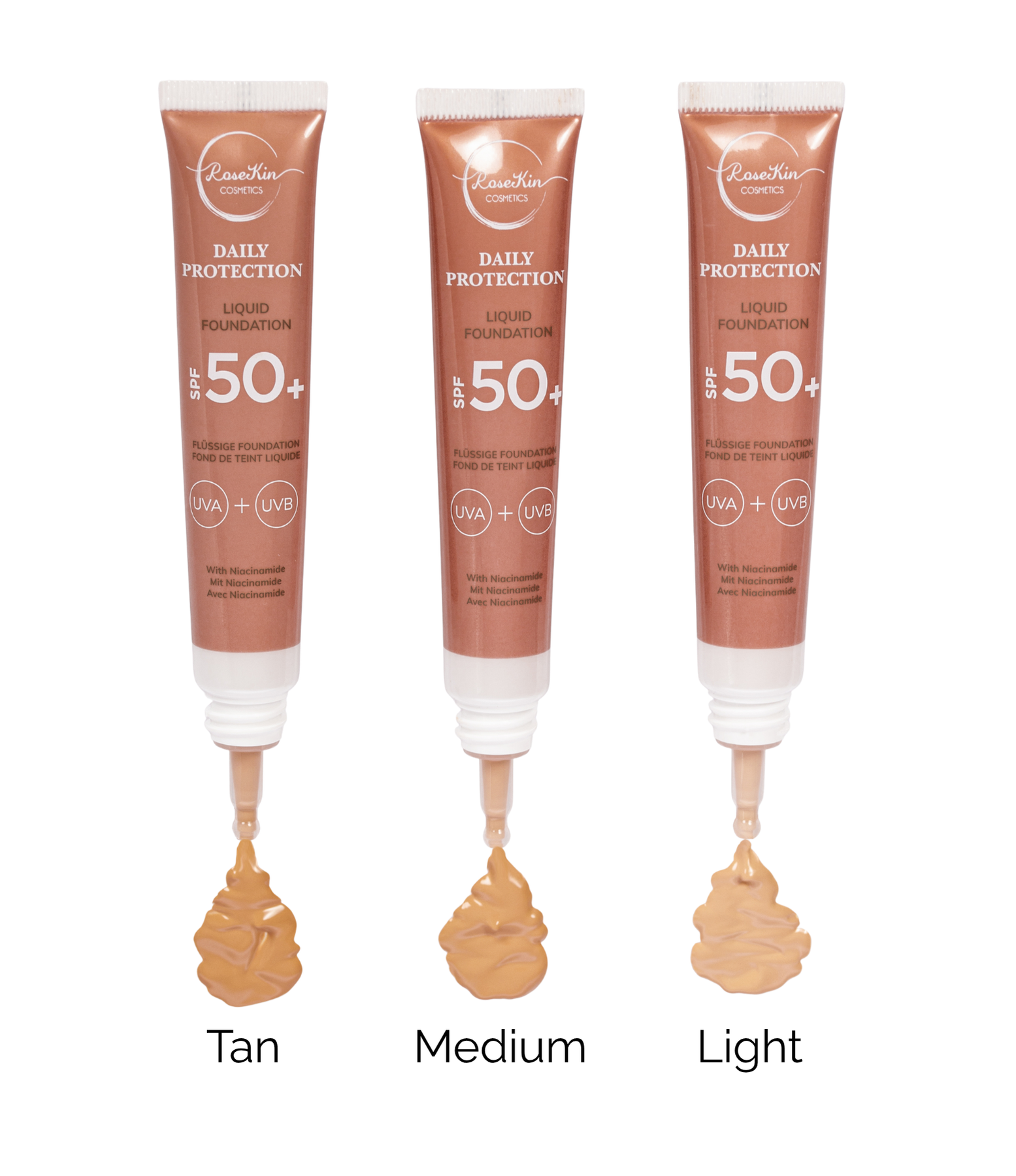 RoseKin Daily Protection Liquid Foundation SPF 50+ für ebenmässige Haut
