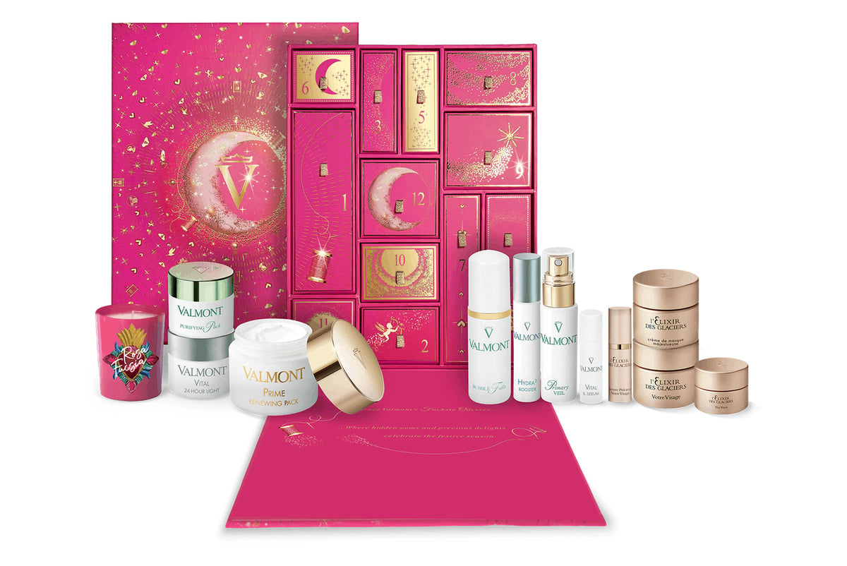Valmont Fuchsia Odyssey Advent Calendar mit exklusiver Gesichtspflege und Anti-Aging-Produkten
