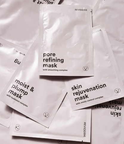 REVIDERM Gesichtsmasken Moist & Plump Mask, Pore Refining Mask und Skin Rejuvenation Mask für Hydration, Porenverfeinerung und Anti-Aging