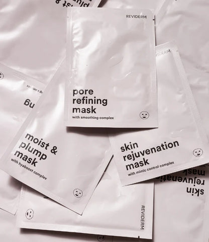 REVIDERM Moist & Plump Mask im 5er-Pack – feuchtigkeitsspendende Gesichtsmaske mit Hyaboost Complex für pralle, glatte und geschmeidige Haut.