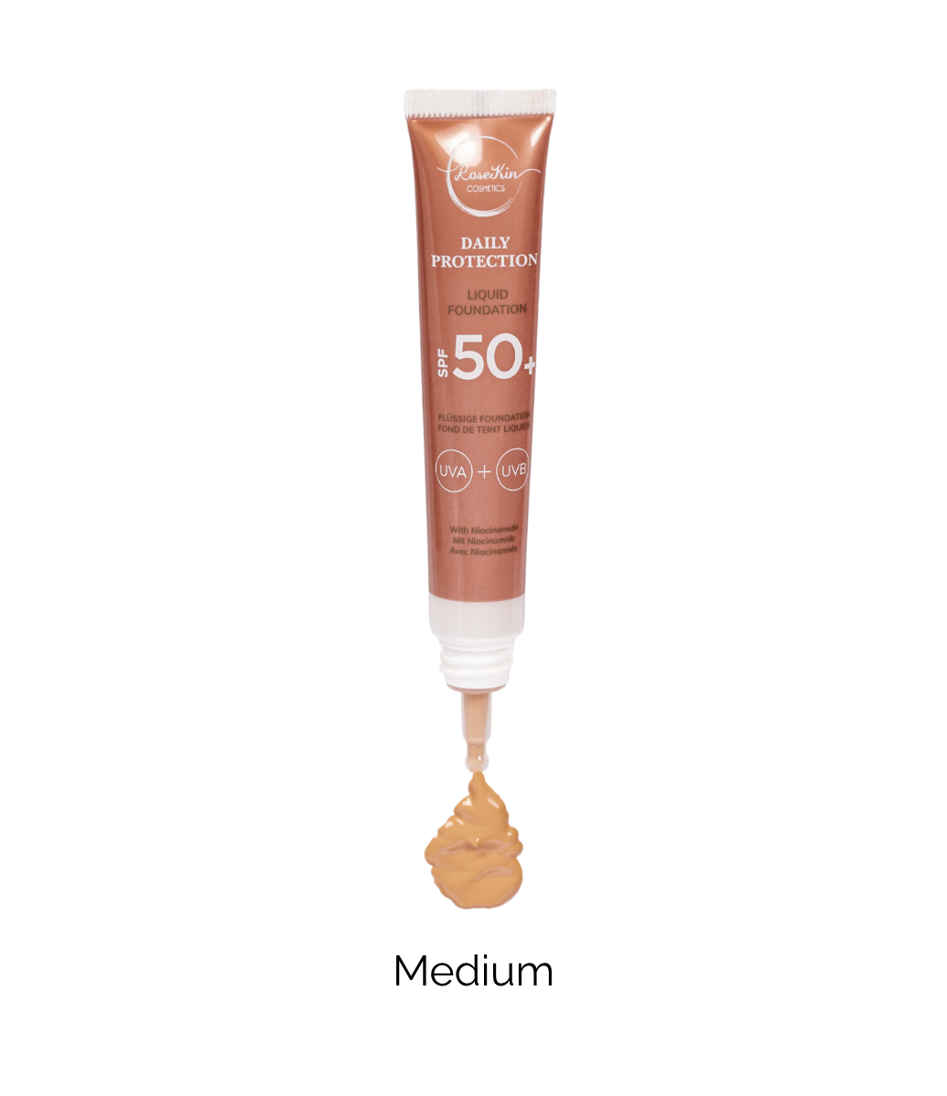 RoseKin Daily Protection Liquid Foundation SPF 50+ Medium für helle bis mittlere Hauttöne